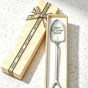 Custom Engraved Ice Cream Shovel Spoon with Box,Personalized Name Shovel Spoon Gift for Dad Grandpa Mom Papa, Unique Birthday Gift