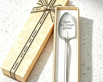 Custom Engraved Ice Cream Shovel Spoon with Box,Personalized Name Shovel Spoon Gift for Dad Grandpa Mom Papa, Unique Birthday Gift