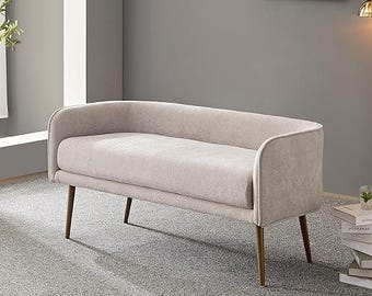 Banco moderno tapizado para recibidor, banco auxiliar de terciopelo, sofá pequeño de dos plazas, banco para dormitorio, asientos para sala de estar, muebles para pasillo.