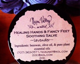 Healing Hands & Fancy Feet Soothing Salve - Lavender in 2 oz clear glass jar