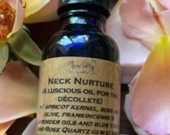 Neck Nurture, A Luscious Oil for the Decollete (in 1 ounce glass cobalt or amber bottle with black dropper)