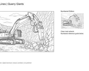 Quarry Giants Signature Edition - Adult Machinery Colouring PDF