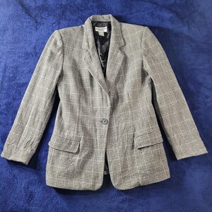 Vintage Pendleton Blazer aus Wolle mit Hahnentrittmuster, Größe 6, Schwarz/Weiß, hergestellt in den USA