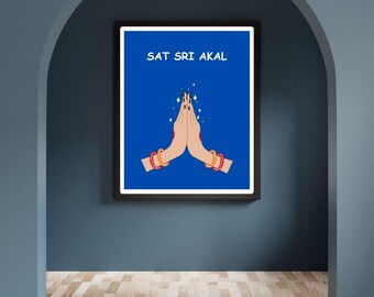 Sat Sri Akal Print: Punjabi Greeting, Desi Home Decor (Digital Download)
