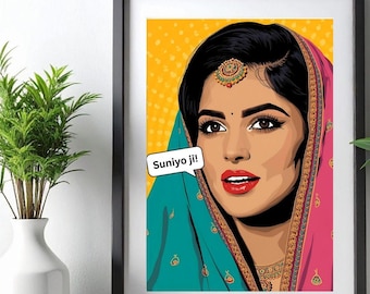 Suniyo Ji Pop Art Print | Punjabi Wife Humor, Desi Home Decor (Digital Download)