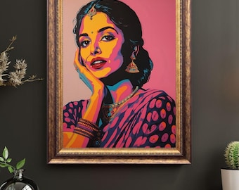 Punjabi Woman Portrait | Desi Pop Art, South Asian Decor (Digital Download)