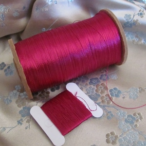 100% Silk Thread // Antique Embroidery Floss Thread Real Silk /// Dark Pink 20 40 60 yards each // 60+ More Colors Available in my shop