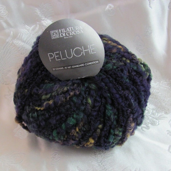 2 Skeins - Filatura Di Crosa Peluche // 95% Wool Blend Yarn Skein - 50g 93 yards - Dark Purple 925 Made in Italy - Price is for 2