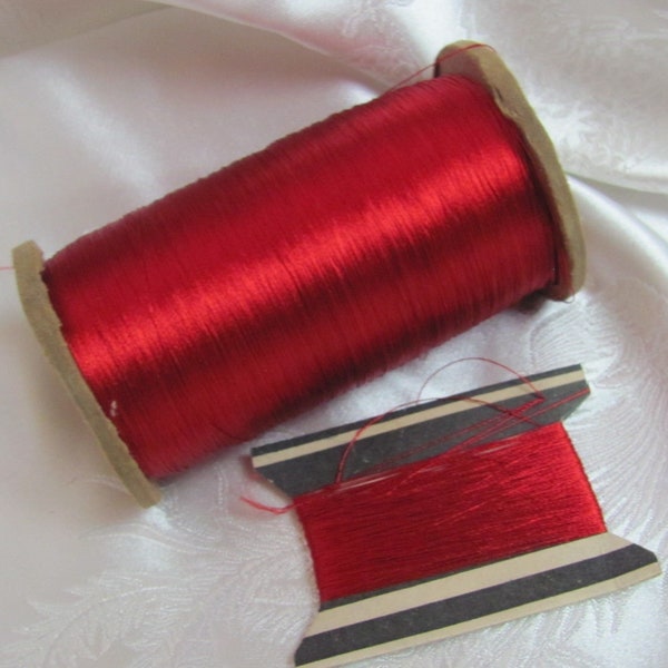 100% Silk Thread // Vintage Embroidery Floss Thread Real Pure Silk /// Red 20 40 60 yards each // 60+ More Colors Available in my shop