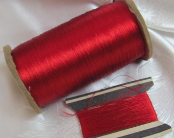 100% Silk Thread // Vintage Embroidery Floss Thread Real Pure Silk /// Red 20 40 60 yards each // 60+ More Colors Available in my shop