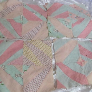 6 peças vintage bebê colcha artesanal quadrados bloco de peças 10&quot; quadrado - flanela rosa verde sortido