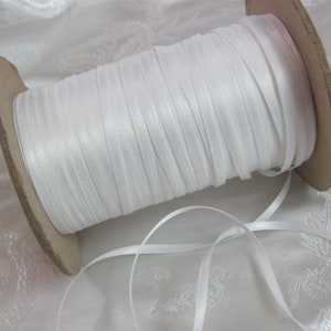 1/8&quot; White Woven Satin Double Faced Ribbon 3mm  // Polyester 25 35 50 Yards - More available and other colors available