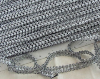 Silver Metallic Metal Scroll Gimp Woven Trim  European -  10mm Wide - 2 Yards - More Available!