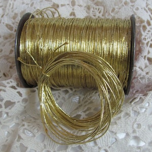 Wired Wrapped Gold Metallic Gimp Cord Yarn String Thread Jewelry Crafts - Choose length - Many other types of thread in my shop