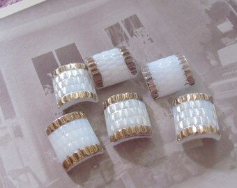 Juego de 5 botones de cristal checo cuadrados de oro blanco de 13 mm // Botones antiguos vintage coleccionables // Muchos más para elegir