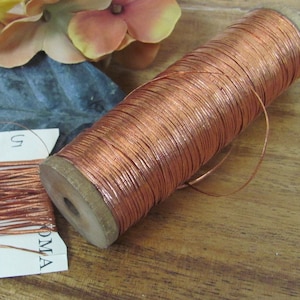 Amazing Rare Antique French Early Century Copper Flat Metal Thread Couching Embroidery France - Choose your length