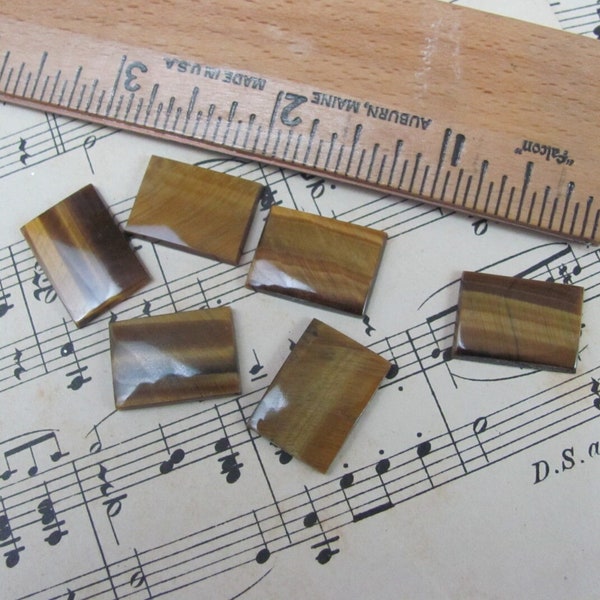 6 Tigers Eye Gem Stones Inlay Rectangle Blank for Jewelry Guitar and Crafts 13mm x 18mm Many available!