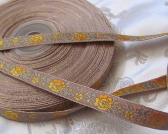 Ruban Jacquard Orange Avec Nœud Celtique - Bordure Tissée Brodée - 9 M - 3,5 Cm - 35976