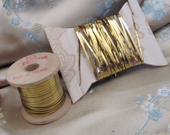 Tinsel Vernie France Antique French 19th Century Gold - Real Metal Thread 5-10 Yards Bobbin Heavy Flat Tinsel for Fishing Fly Tying