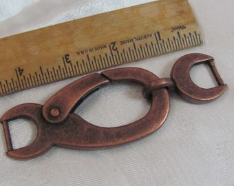 Fivela de cinto com fecho de pressão para portão de pressão resistente, alça de bolsa, fecho de lagosta, cobre, metal, 4,5" 12 cm, mola de gatilho, fecho de 2 peças