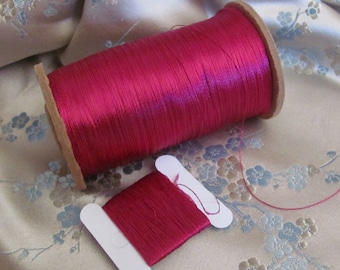 Silk Thread // Antique Embroidery Floss Thread Real Silk /// Dark Pink 20 40 60 yards each // 60+ More Colors Available in my shop
