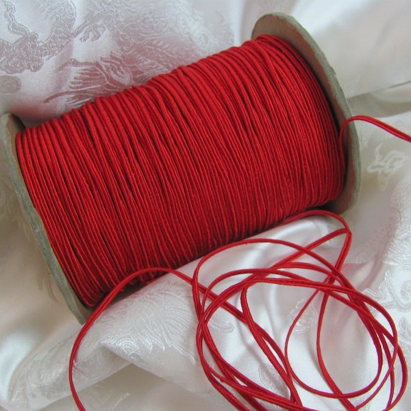 2mm Woven Rope Cord Soutache Braided Gimp Sewing Trim Yarn Vintage  - 5-10 Yards - Red