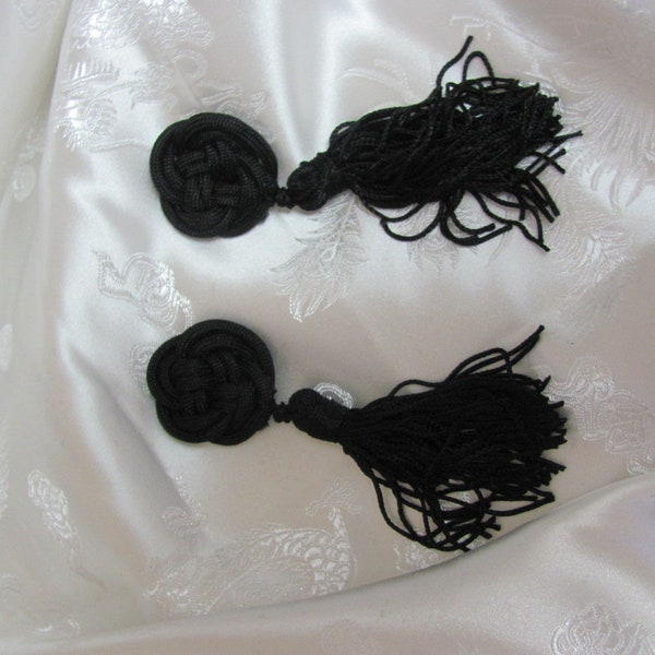 Black Chinese Knot Braided Cord Gimp Tassel - 4.25" Inches 11cm Sold in set of 4 - Many more available