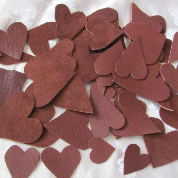 Brown Leather Hand Cut Hearts for Crafts Earrings Jewelry Blanks - 10 - 25 - 50 Assorted Sizes Many more available in my shop