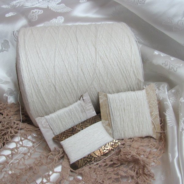 Linen Thread // Vintage Embroidery Thread 100% Natural Linen White Undyed // 20 yards - More Available