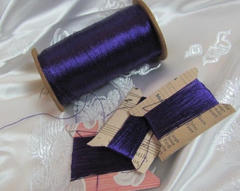 100% Silk Thread // Vintage Embroidery Floss Thread Real Silk /// Royal Purple 20 40 60 yards // 80+ More Colors Available in my shop