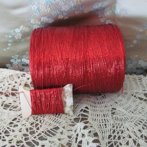 Wrapped Metallic Gimp Thread Embroidery Knitting Crochet Jewelry Red Color // Choose length - Many other types of thread in my shop