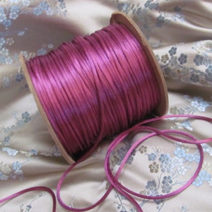 Vintage Dark Rose Satin Rat Tail Cord Sewing Trim 3mm 1/8&quot; Inch Extra Fancy - 10 Yards - More available and many more colors!!