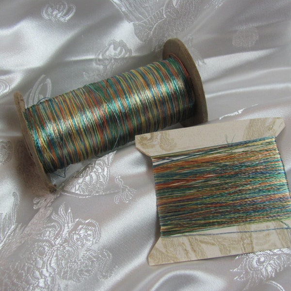 100% Silk Thread // Vintage Embroidery Floss Thread Real Silk // Yellow Green Varigated 20 40 60 yards // 80+ More Colors Available