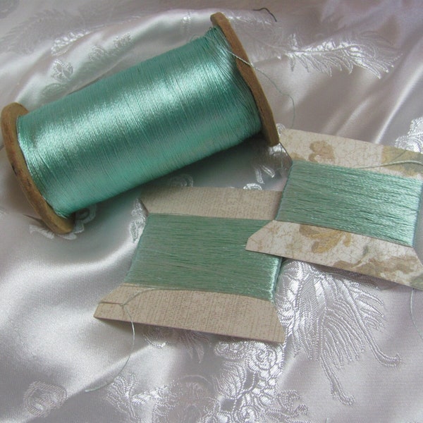 100% Silk Thread // Vintage Embroidery Floss Thread Real Pure Silk // Mint Green 20 40 60 yards each // 60+ More Colors Available in my shop