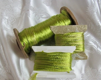 3mm Braided Woven Flat Cord Ribbon Yarn Tape Lacing High Lustre Silk Like // Green // 5-10-25 yards More Colors Available in my shop