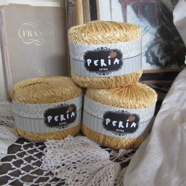 2 Skeins - Peria Petra // Beautiful Yarn Roll Cotton Blend - 50g 66 yards - Yellow Gold -Price is per 2 skein - Much more yarn in my shop!