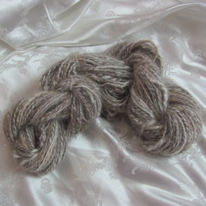 Pure 100% Rabbit Angora Yarn Skein So Soft Hand Spun -  81g White  Brown