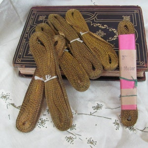 Antique French Gold Metal Lame Woven Ribbon // 3/8&quot; Inch 8mm Wide // Price Per 3 yards // Metallic From France