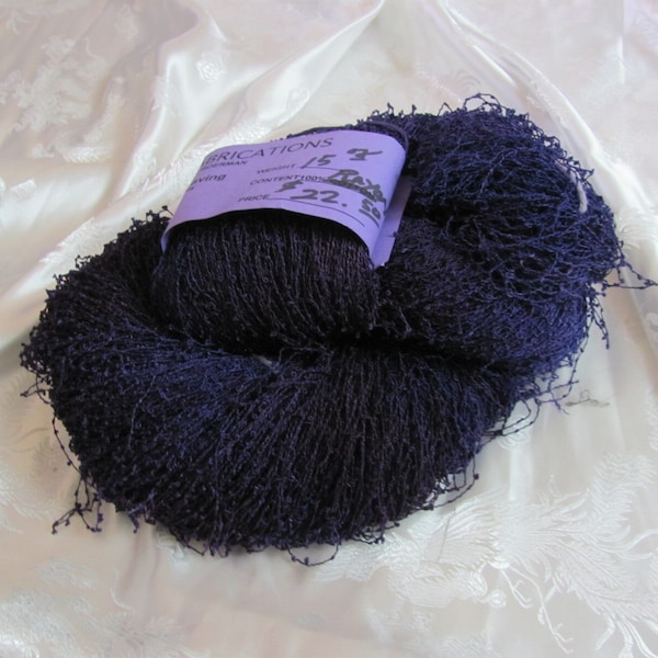 Huge Skein - Nancy Boerman Fancy Textured Fibers Rayon Hand Dyed Yarn Handweaving - 15 oz Solid Dark Purple Made in USA CA