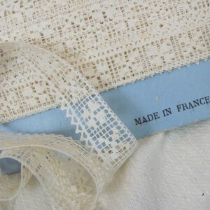 Antiguo francés blanco delicado encaje de costura - .75 "pulgadas 18 mm de ancho - 2 yardas cada uno