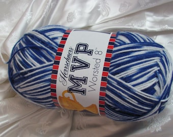MVP Herrschner's  Worsted 8 Yarn Acrylic - 8oz 226g 489 yards 448m // Blue White 5006 - Price is per ONE Skein