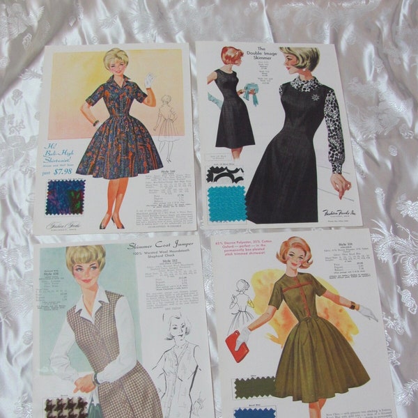 Vintage Retro Fashion Frocks Salesman Sample Advertisement Ladies Women's Clothing Dresses Print Original - 1960's - Your choice