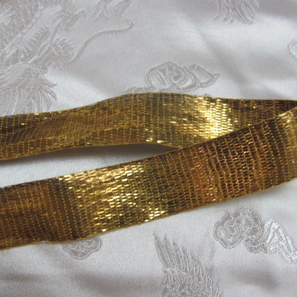 Gold Lame Metal Ribbon Antique French Early Century Woven Ribbon 7/8" Inch 22mm Wide 2 yards each - others to choose from in my shhop