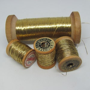 Doll Millinery Dress Antique Deco Metallic Gold Flat Metal Thread Trim 1 12 x  2 yds