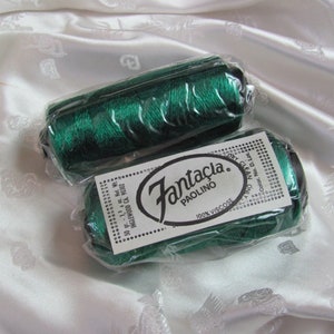 2 Fantacia Paolino // Pure 100% Viscose Yarn Cone Skein - 50g Shiny Dark Green Color 166 - Per 2 cones/Skeins