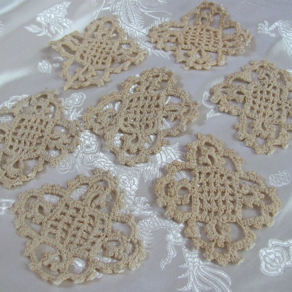 Beautiful Antique Lace Doily Pieces - 2.5" 60mm Square Crocheted Handmade Early Century // Your Choice How Many