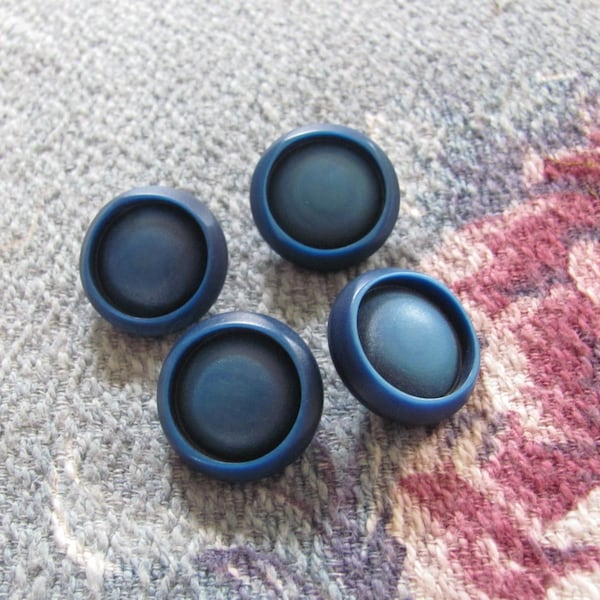 Set of 4 Blue Plastic Buttons 22mm Shank // Antique Vintage Retro Collectible Buttons // Many more to choose from