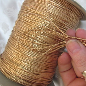 Gold Metallic Braided Woven Cord Christmas Crafts Gift Wrap Vintage // 5 - 10 - 25 Yards - More available