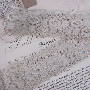 Antique Bobbin Lace Sewing Trim - 46mm Wide - 66&quot; Total // Early Century Handmade Laces Trims Fabric Silk Metal Threads