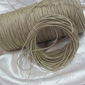 Beige/Green Cotton Waxed Braided Woven Round Cord String Vintage // 5 - 10 - 25 Yards - More and other colors available